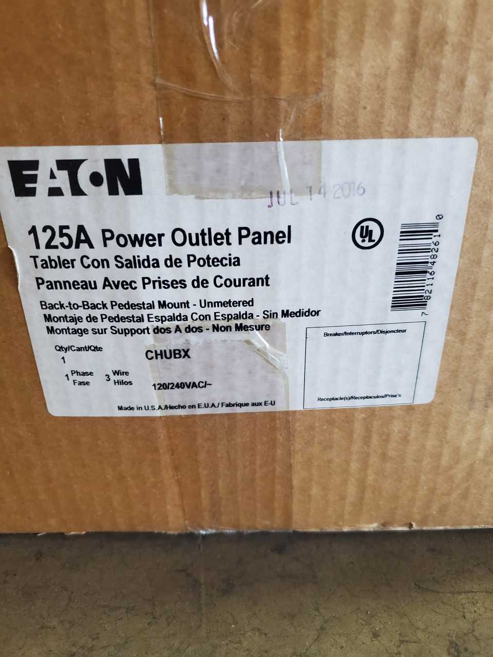 (1) Eaton CHUBX Unmetered Mount Pop Interior Unit - ELECTRICAL COMPONENTS (1) Eaton CHUBX Unmetered Mount Pop Interior Unit - ELECTRICAL COMPONENTS