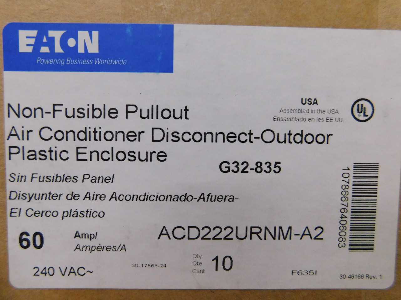 Lot of 1 Box of 10 AC Disconnect Plastic Enclosures - ELECTRICAL ENCLOSURES