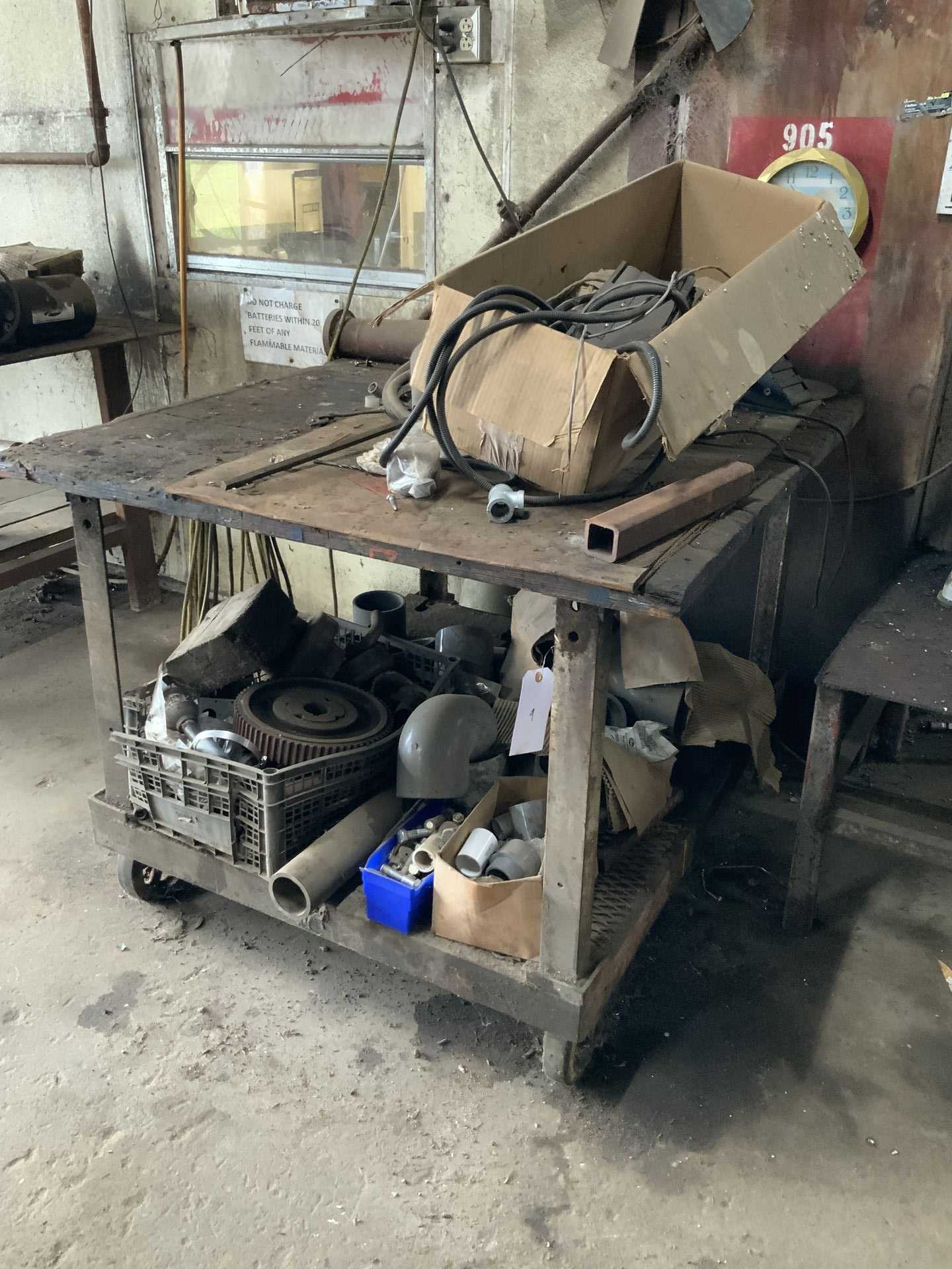 STEEL TABLE WITH CONTENTS - MATERIAL HANDLING