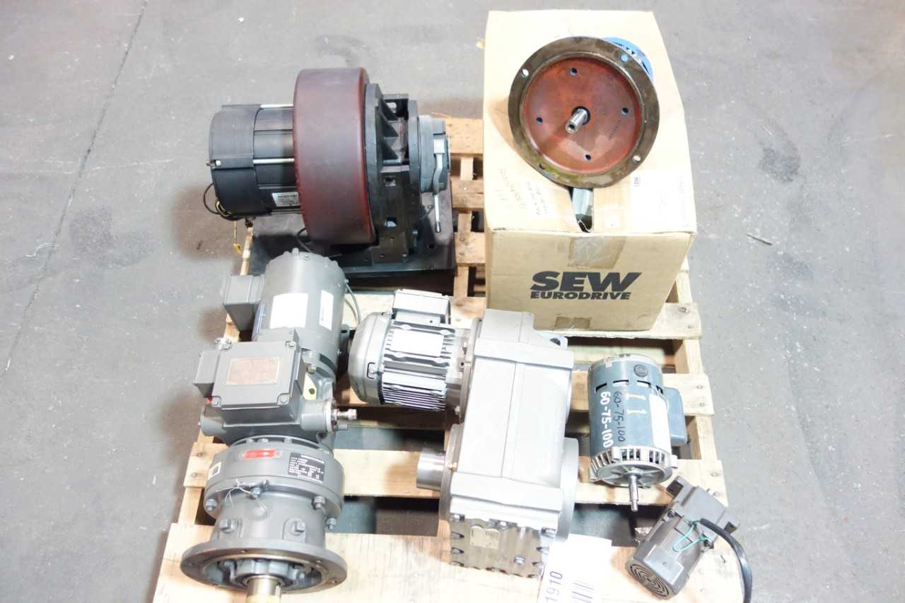 1 PALLET OF ASSORTED AC MOTORS- SEW EURODRIVE, GENERAL ELECTRIC, SUMITOMO, PANASONIC, SCHABMULLER - ELECTRIC MOTORS