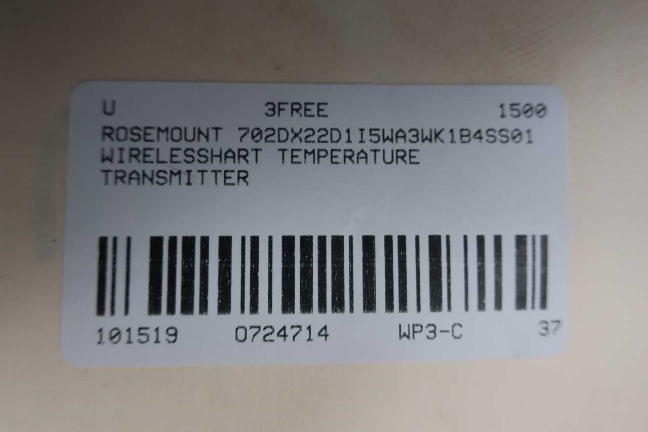 ROSEMOUNT 702DX22D1I5WA3WK1B4SS01 WIRELESSHART -50-85C TEMPERATURE TRANSMITTER - INSTRUMENTATION