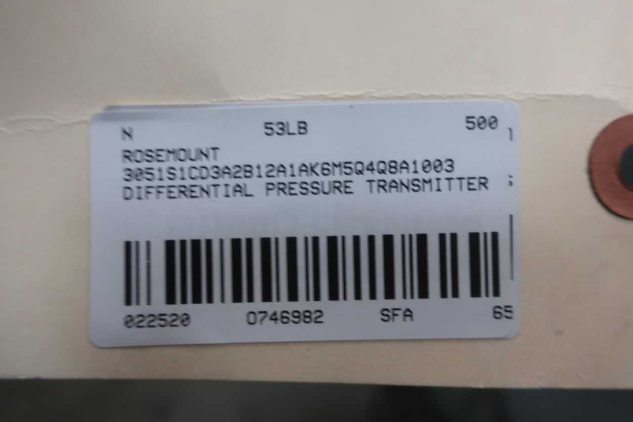 ROSEMOUNT 3051S1CD3A2B12A1AK6M5Q4Q8A1003 PRESSURE TRANSMITTER 0-1000IN-H2O - INSTRUMENTATION
