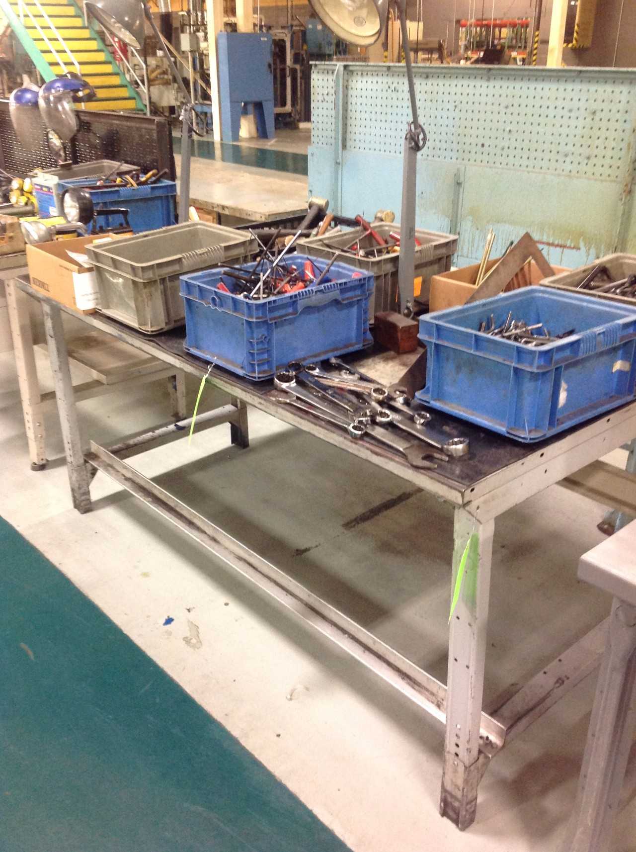 Lot of (2) Metal work Benches 3'x6' & 2.5'x6' 34" approx. height - MISCELLANEOUS