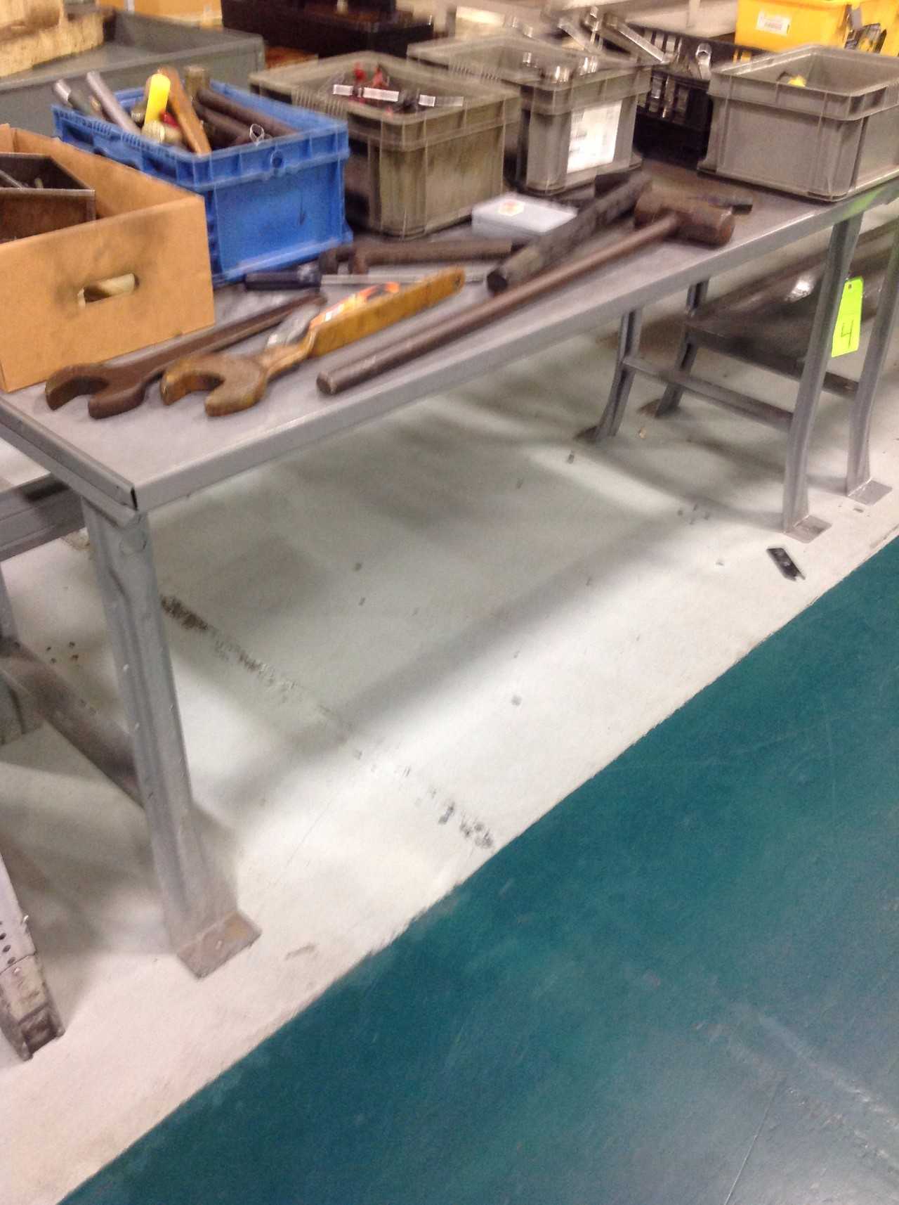Lot of (2) Metal work Benches 3'x6' & 2.5'x6' 34" approx. height - MISCELLANEOUS