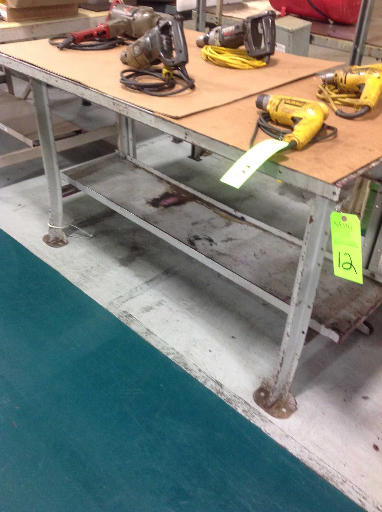 Lot of (4) Metal work Benches, (1)4'x6'x34"T (2)28"x6'x34"T, (3)28"x6'x34"T,(4)28"x4'x34"T - MISCELLANEOUS