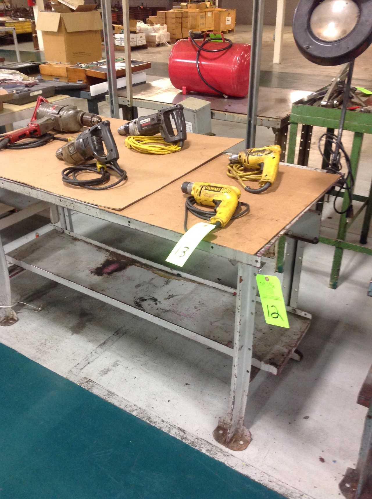 Lot of (4) Metal work Benches, (1)4'x6'x34"T (2)28"x6'x34"T, (3)28"x6'x34"T,(4)28"x4'x34"T - MISCELLANEOUS