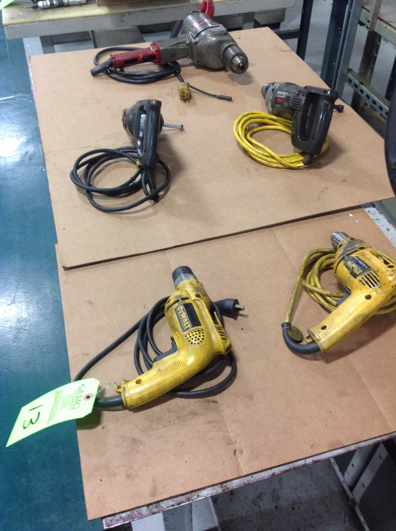 Lot of (5) various sized Electric hand Drills - ELECTRIC POWER TOOLS