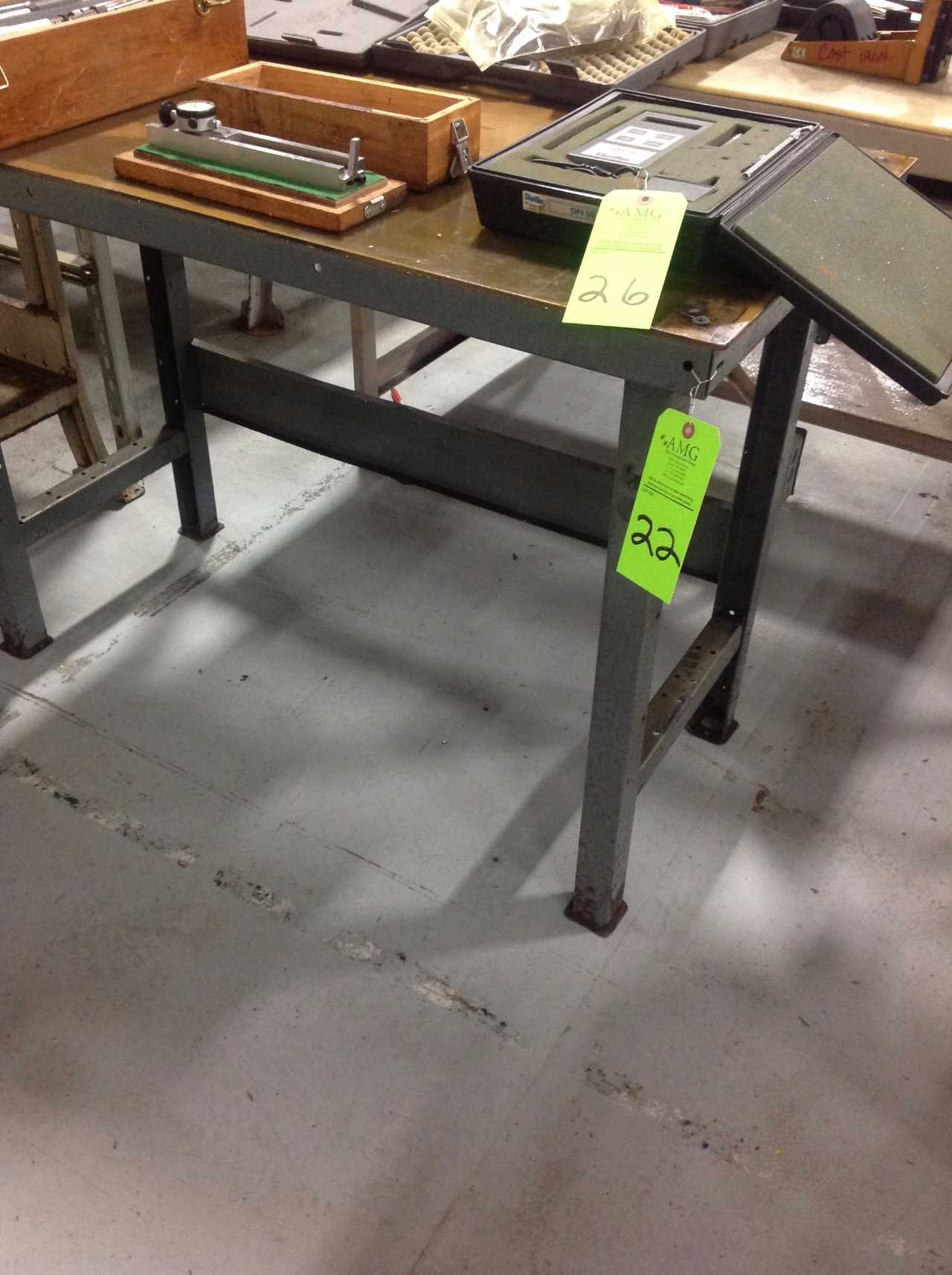 Lot of (7) Various metal & Formica work Benches 5'x28"x35'T, 30"X60" Formica tables, 42"x28.5"x38"T, 42"x28"x36"T, 4'X3'X34"T, 4'X2"X34"T - MISCELLANEOUS