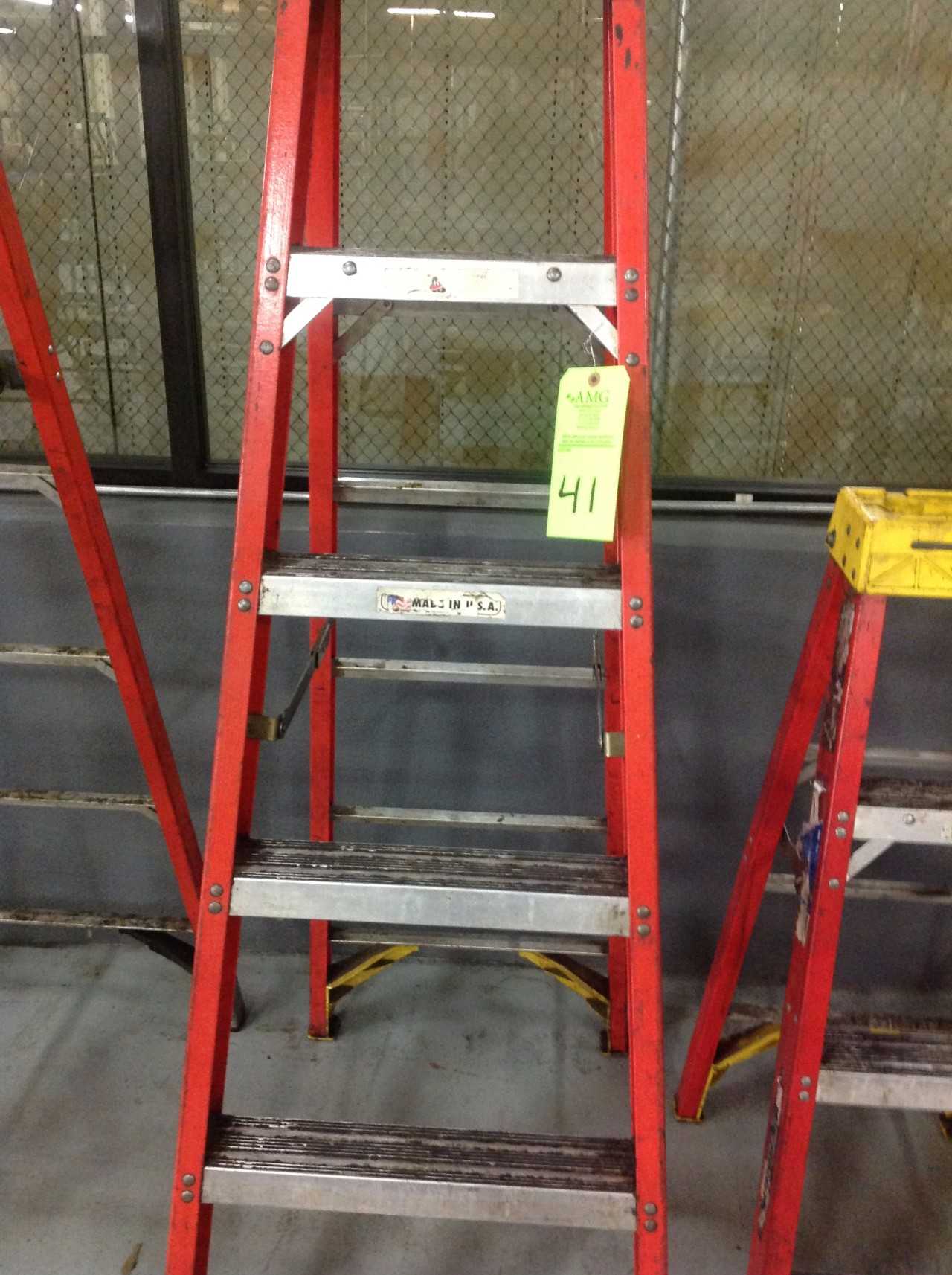 Lot of (5) various sized A-Frame Fiberglass Ladders - PLANT & FACILITY