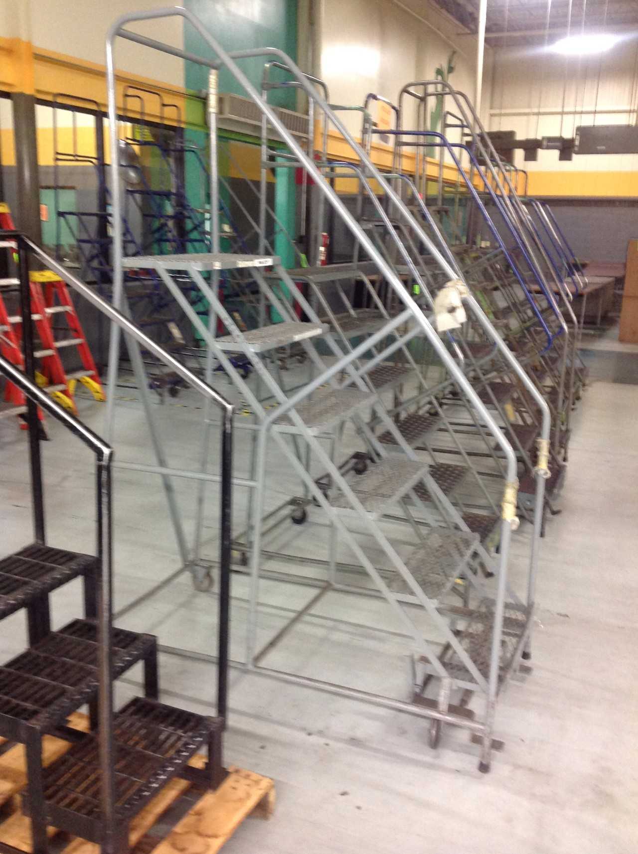 Lot of (5) Rolling Metal Ladders - PLANT & FACILITY