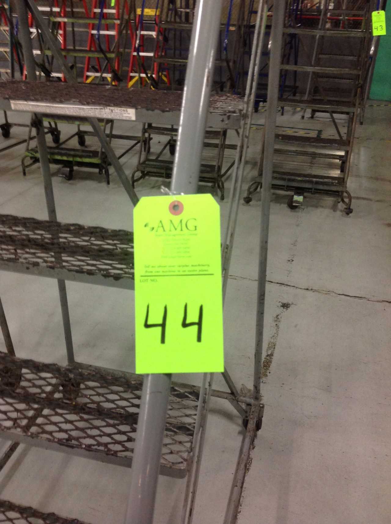 Lot of (5) Rolling Metal Ladders - PLANT & FACILITY