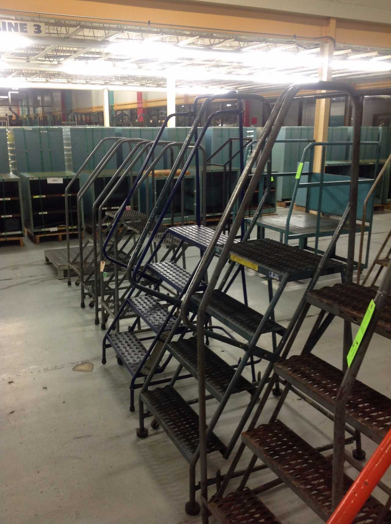 Lot of (6) Rolling Metal Ladders - PLANT & FACILITY