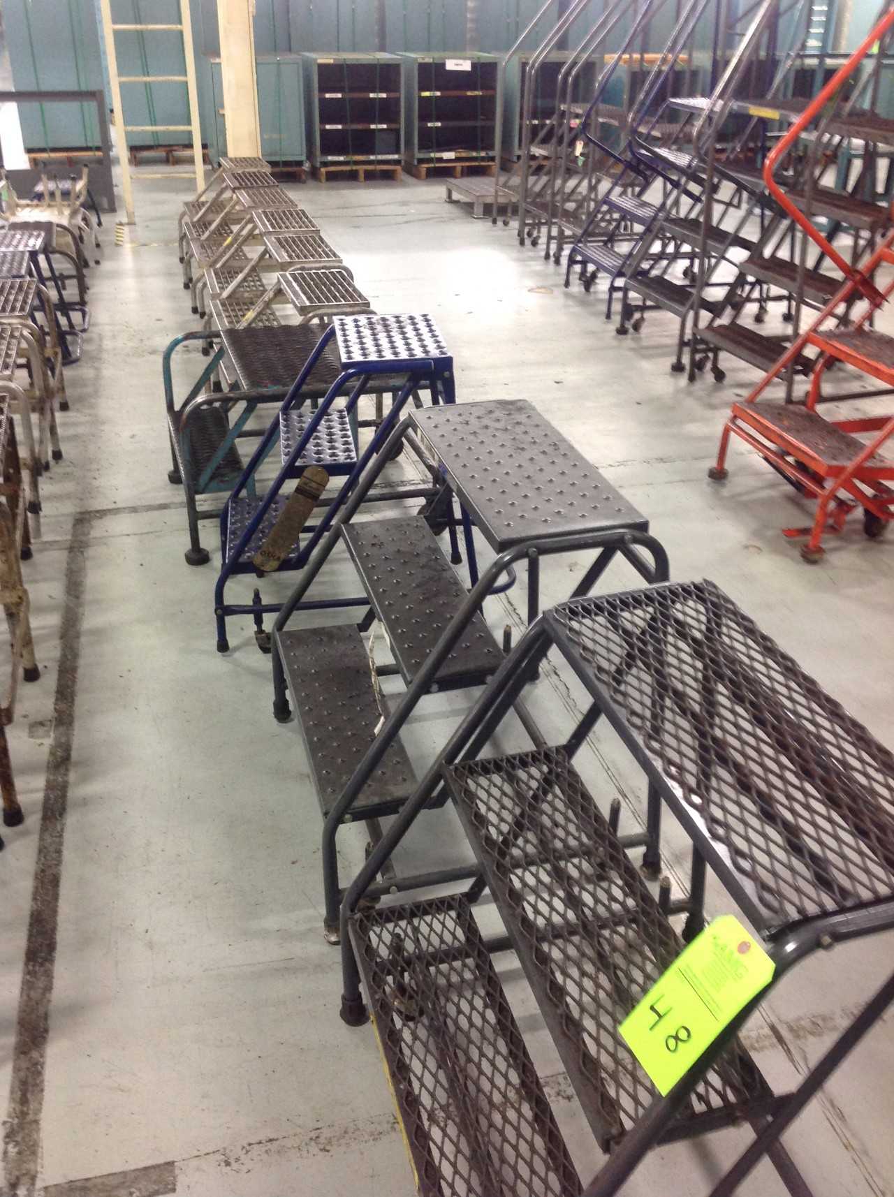 Lot of (10) Rolling Metal Ladders - PLANT & FACILITY