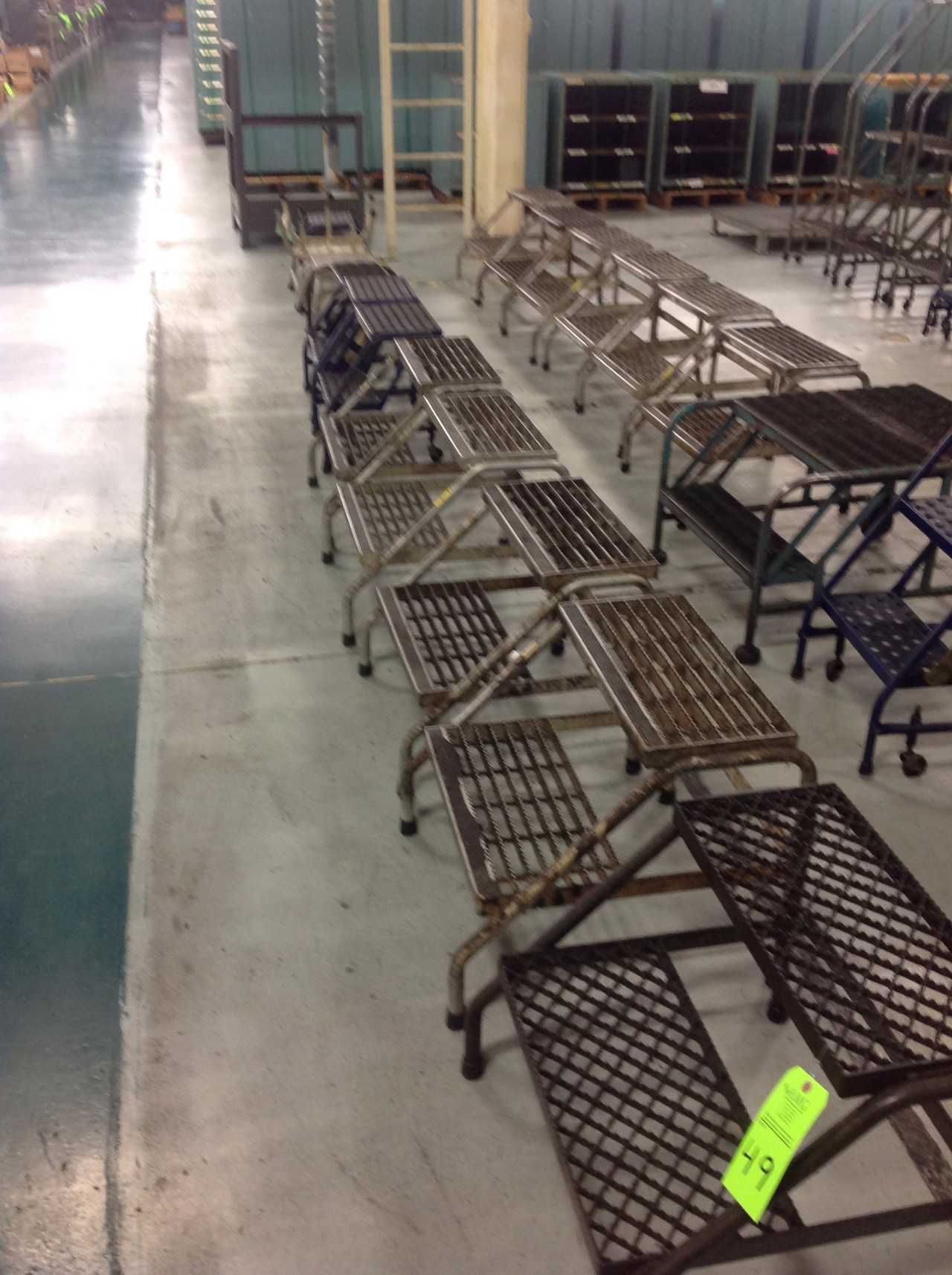 Lot of (12) Rolling Metal Ladders - PLANT & FACILITY