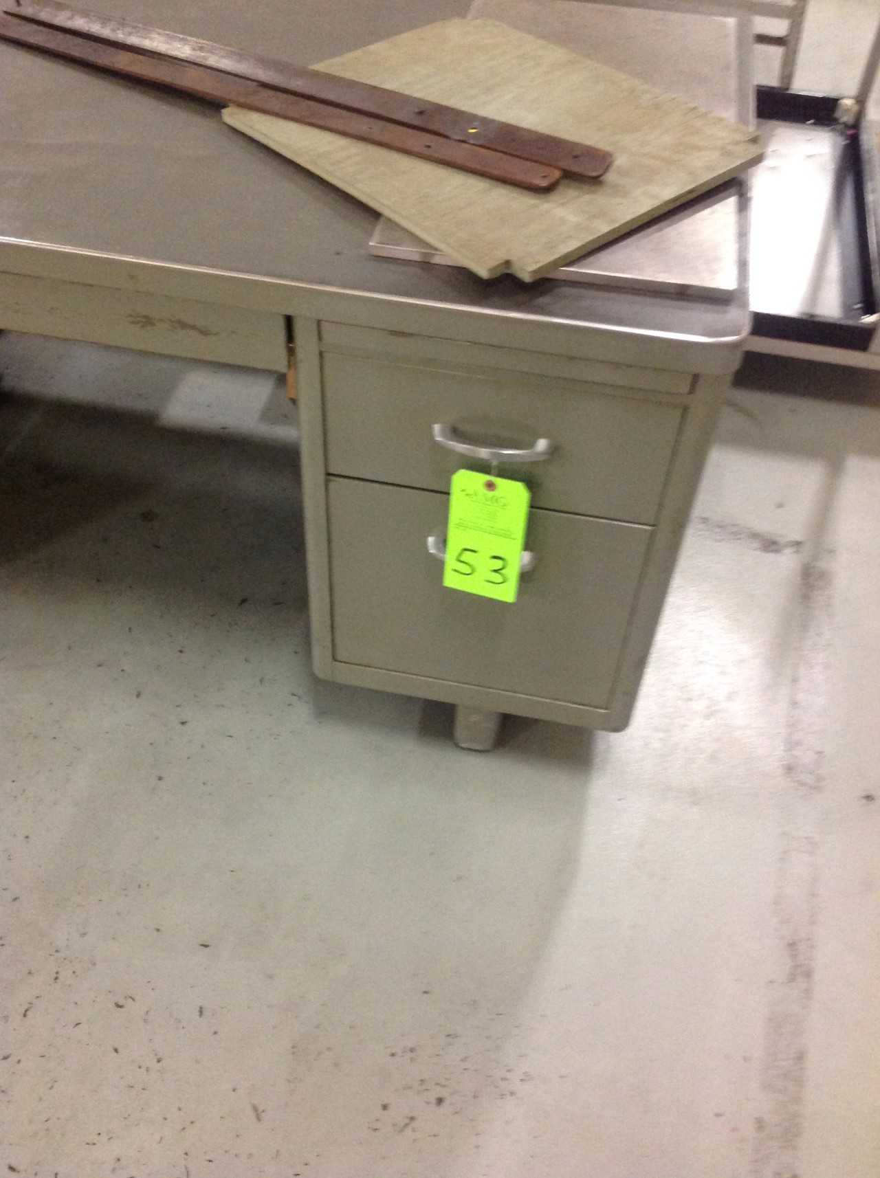 Lot w/ (5) Metal Desks, (3) Tables, (5) Stools, Misc. Chairs - MISCELLANEOUS