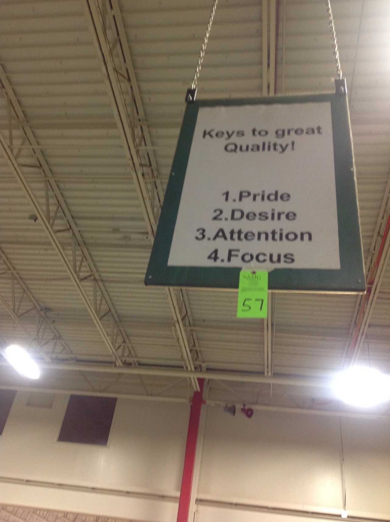Hanging "Keys to Quality" Sign - MISCELLANEOUS