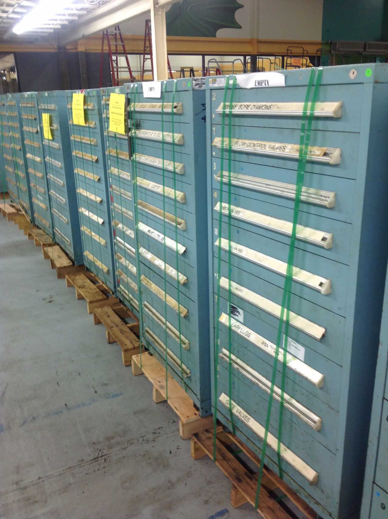 Lot of  (9) Stanley Vidmar Tool Cabinets w/ (7) SV Top extension Stacking units - MISCELLANEOUS