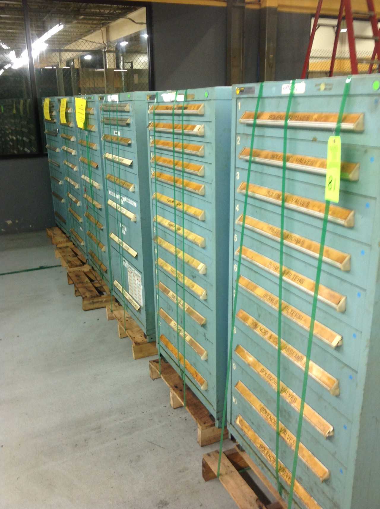 Lot of (6) Stanley Vidmar Tool Cabinets w/ (6) SV Top extension Stacking units - MISCELLANEOUS