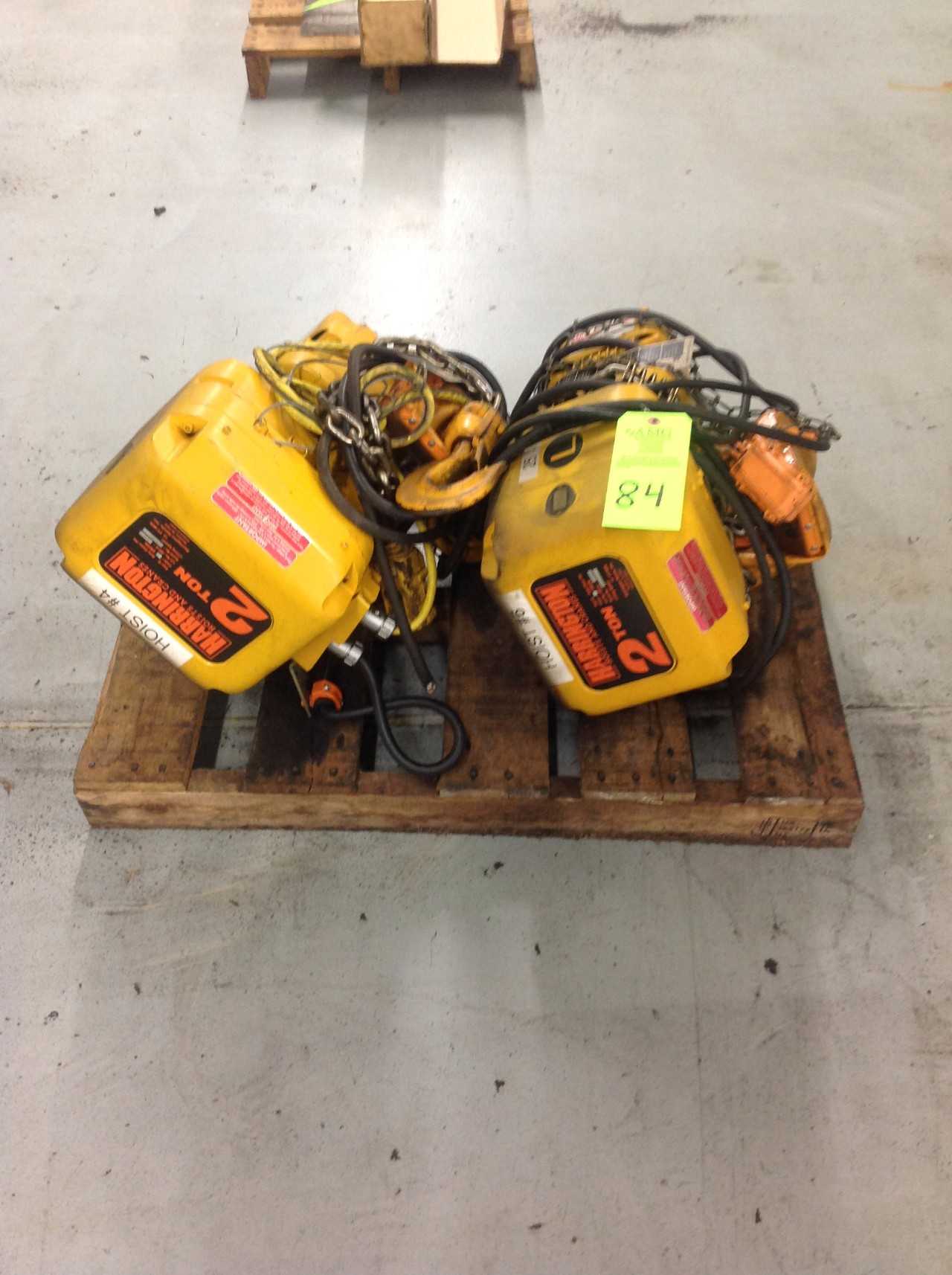 Lot of (2) Harrington 2 Ton Electric Hoists - LIFTING EQUIPMENT