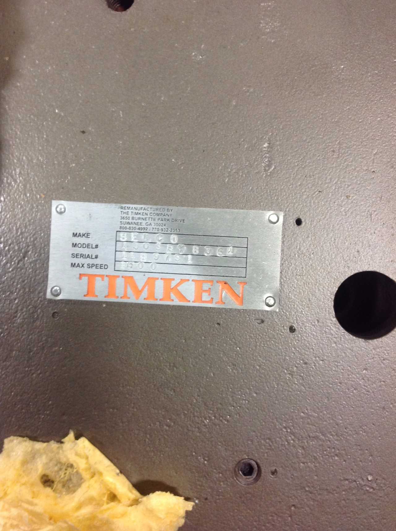 Setco model 4309BY8361 Spindle,1600RPM, Rebuilt, s/n:1489791 - POWER TRANSMISSION