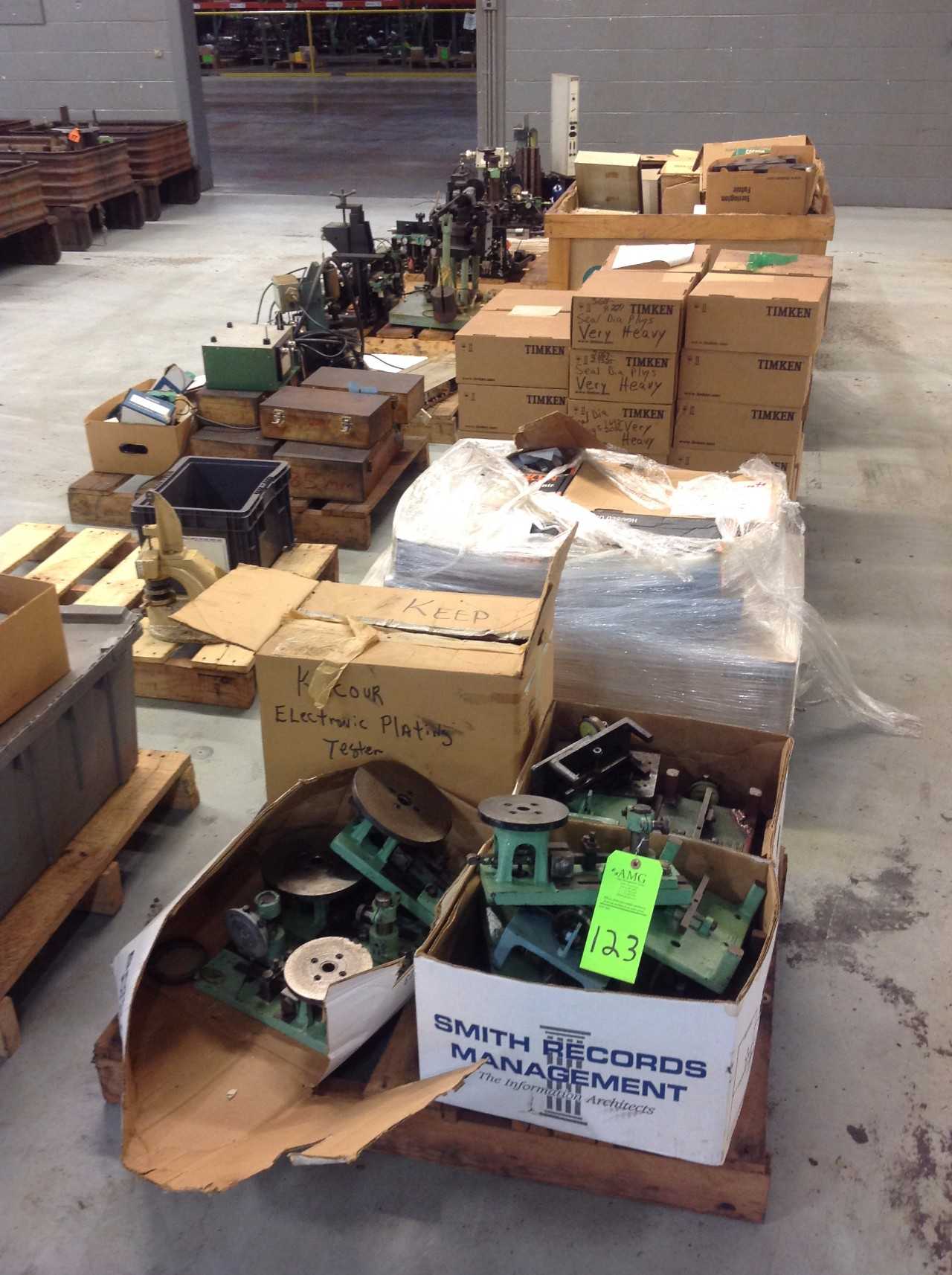 Lot of (13) Pallets w/ Gages (In process+post process), Fixtures - ELECTRIC POWER TOOLS