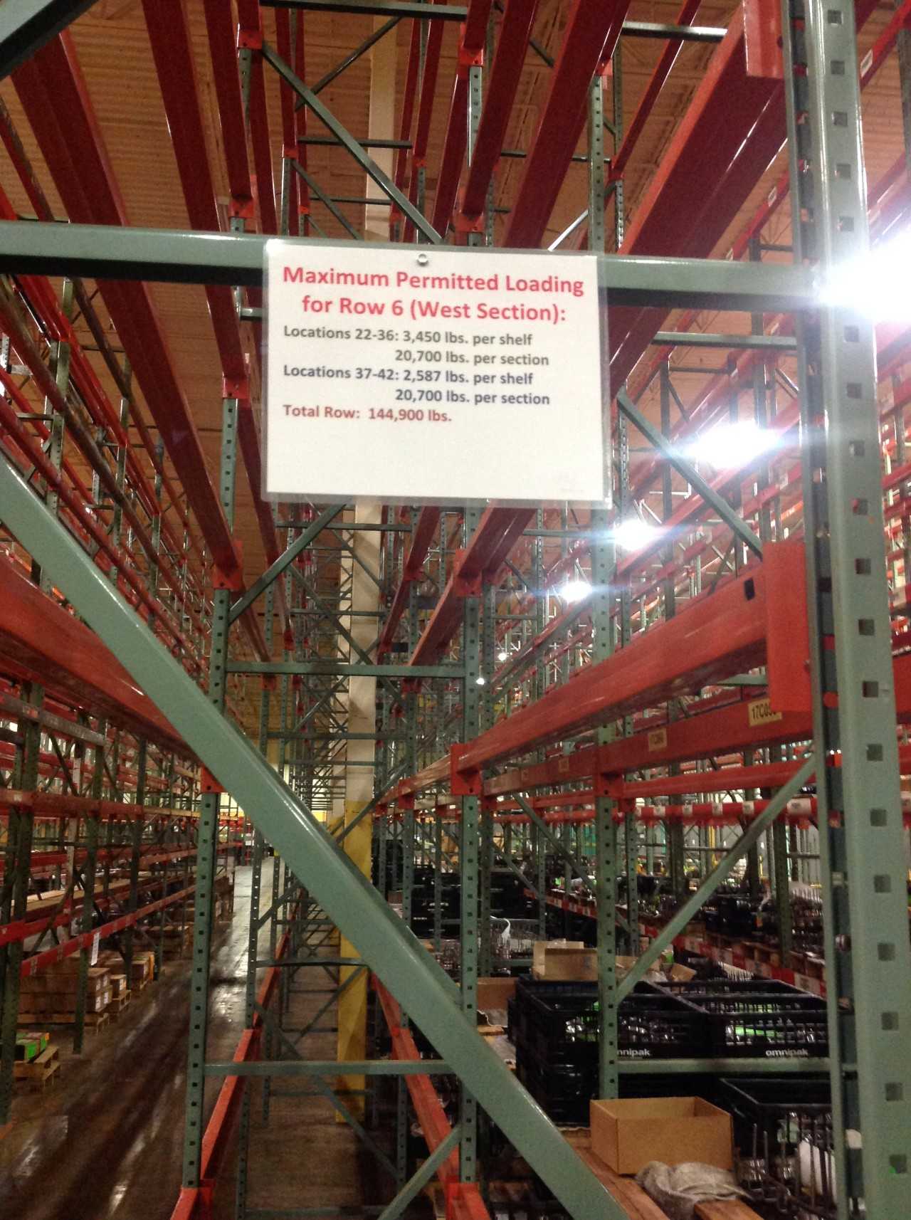 Lot of Steel Racking, Row 6-7, Rack 6-144,900 lbs weight cap. - PALLET RACKING