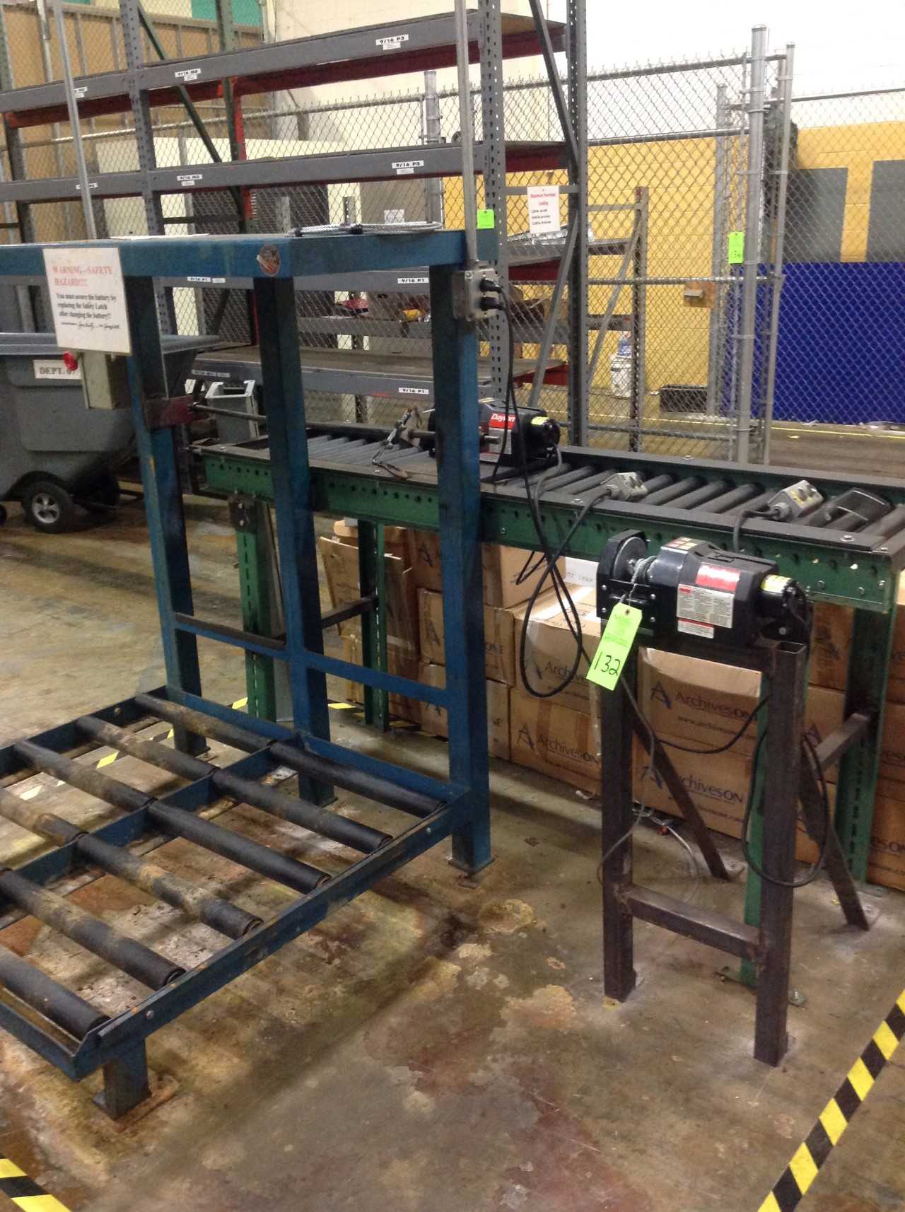 Lot of (2) Battery Change racks w/(2) Dayton winches  - LIFTING EQUIPMENT