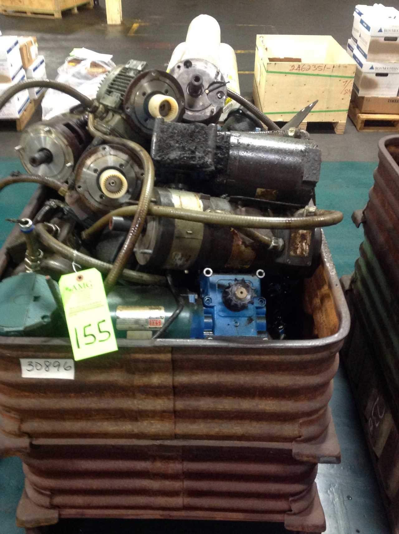 Lot of (5) Metal Bins w/ Spare Servo-Motors, Standard Motors - ELECTRIC MOTORS