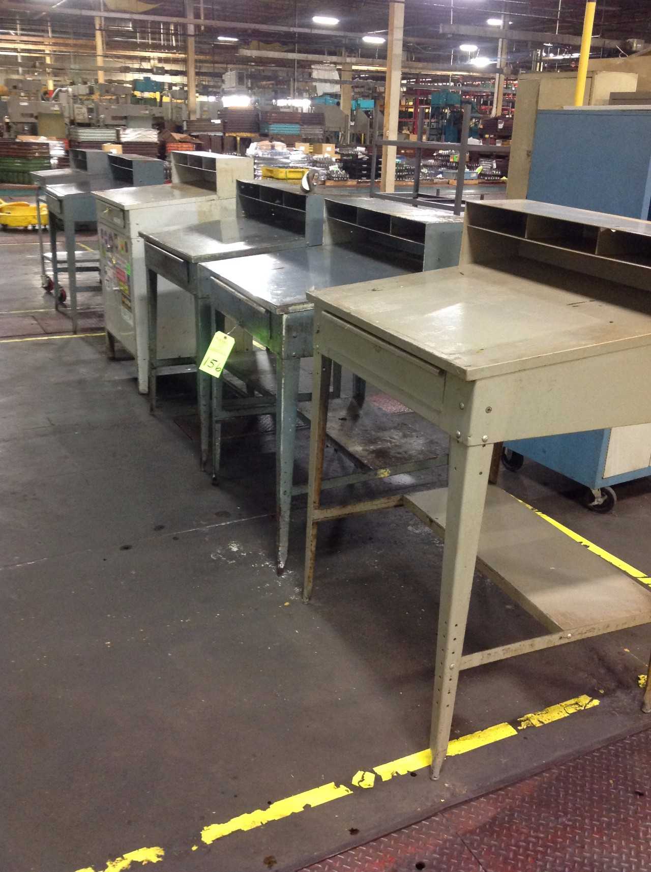 Lot of Metal shop Desks, Cabinets, Rolling stands - PLANT & FACILITY