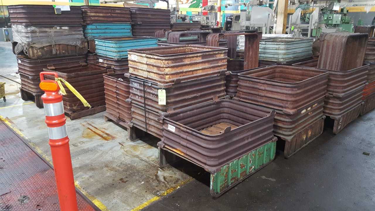 Lot of (50) stack able Steel Tubs - MATERIAL HANDLING