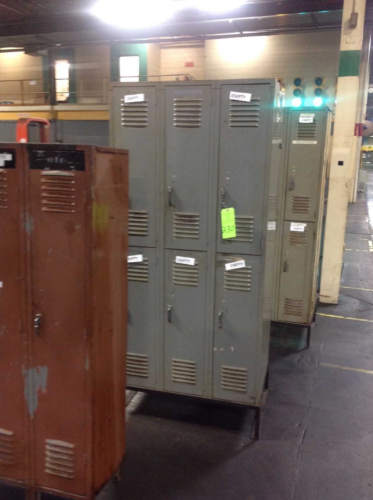 Lot of (11) sections of Metal Lockers w/ Metal shop Tables - PLANT & FACILITY