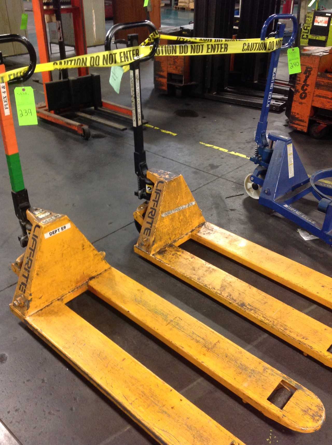 Lot of (2)Pallet-JacksLifts, Crown 4,500lbs cap. & Lift Rite 5,500lbs cap. - MANUAL PALLET JACKS