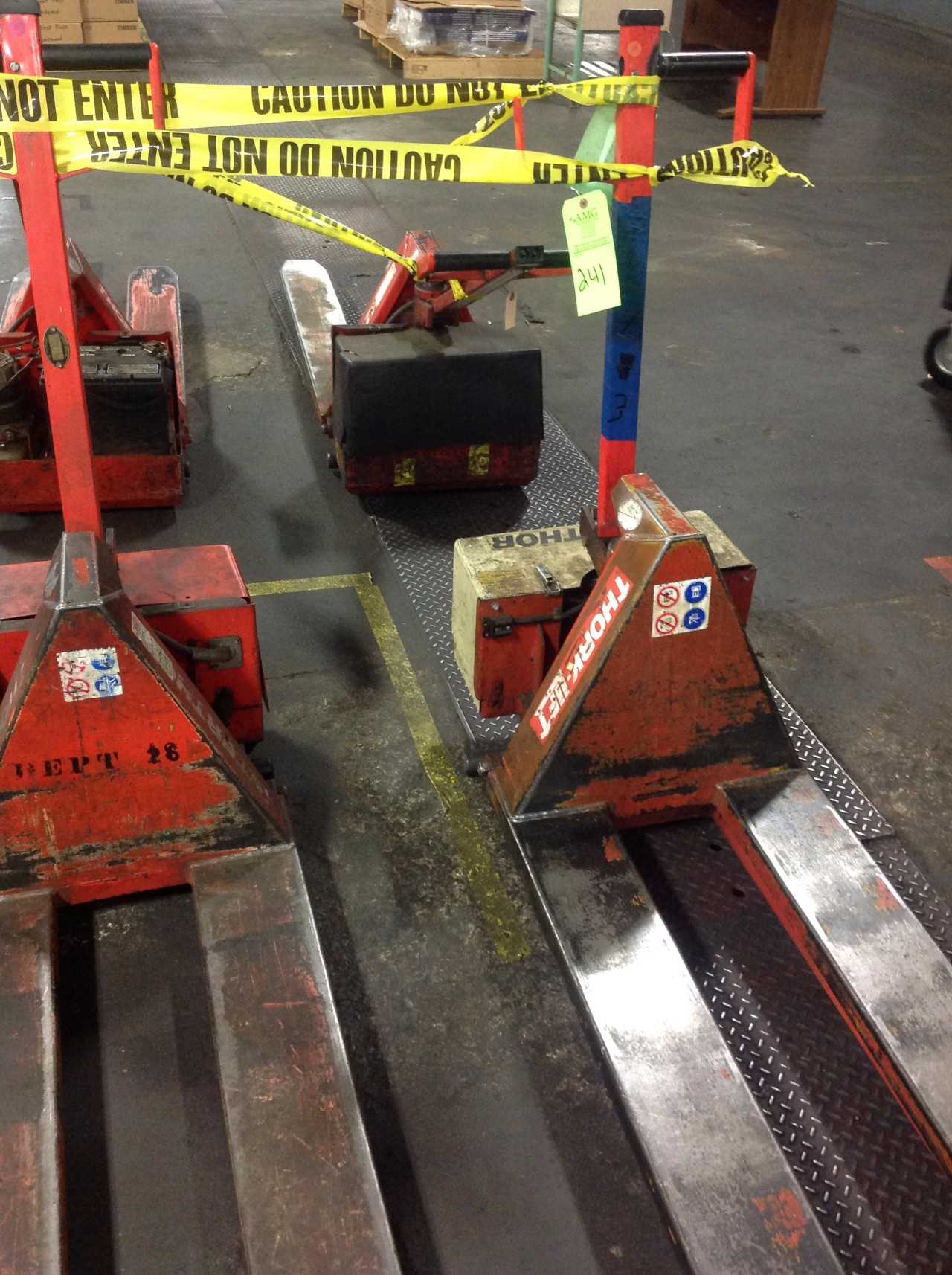 Lot of (6) Electric Lifts, 2,200lbs cap.,Thork-Lift,Scissor Pallet lifts - ELECTRIC PALLET JACKS