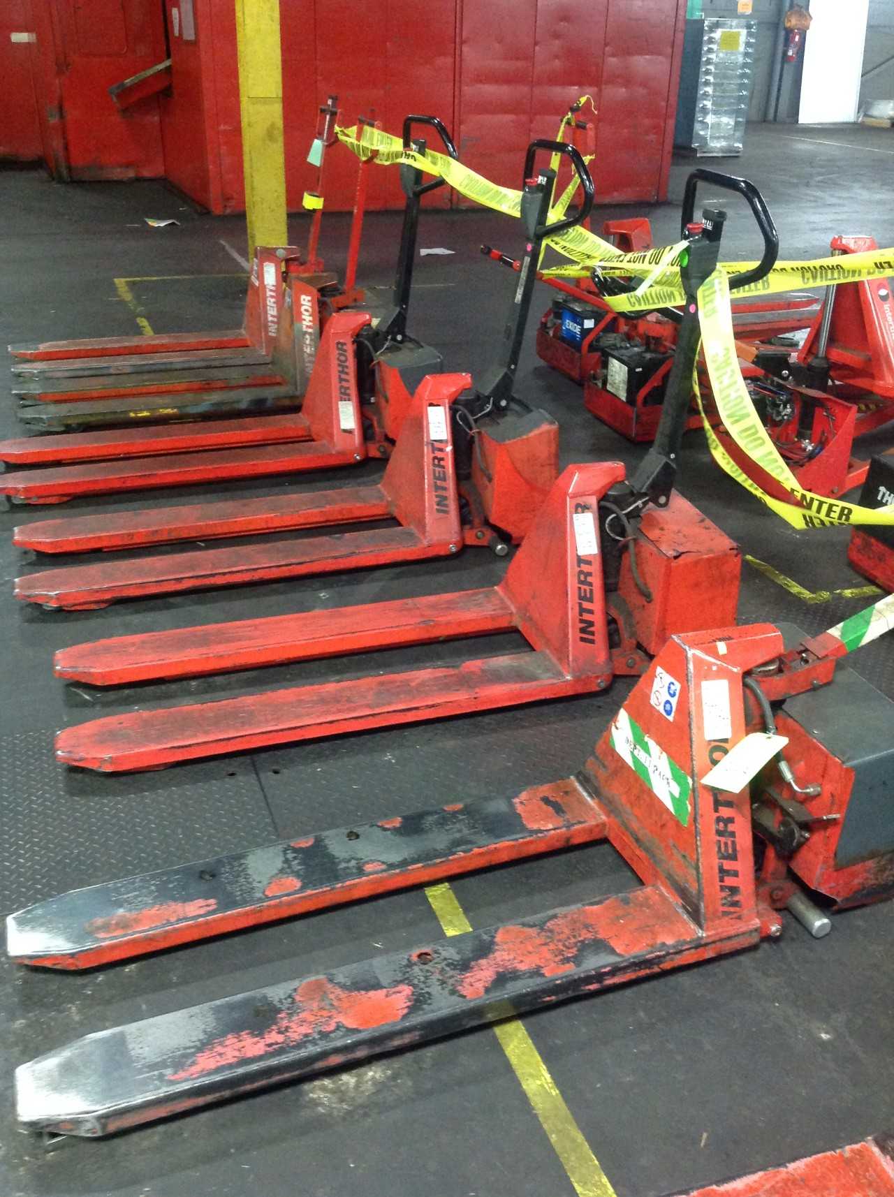 Lot of (8) Electric Lifts, 2,200lbs cap. Thork-Lift, Scissor Pallet lifts - ELECTRIC PALLET JACKS