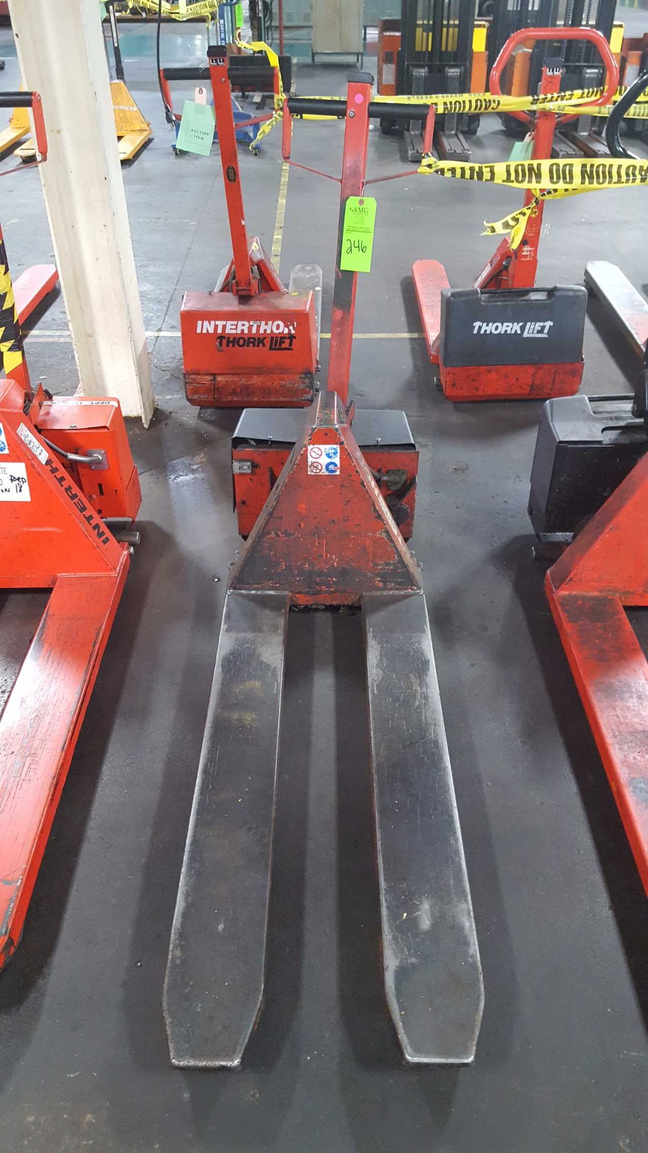 Lot of (8) Electric Lifts, 2,200lbs cap. Thork-Lift, Scissor Pallet lifts - ELECTRIC PALLET JACKS