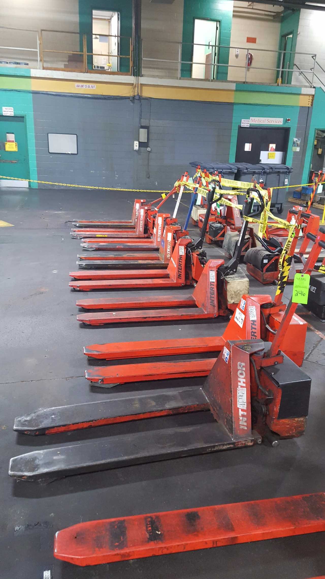 Lot of (8) Electric Lifts, 2,200lbs cap. Thork-Lift, Scissor Pallet lifts - ELECTRIC PALLET JACKS