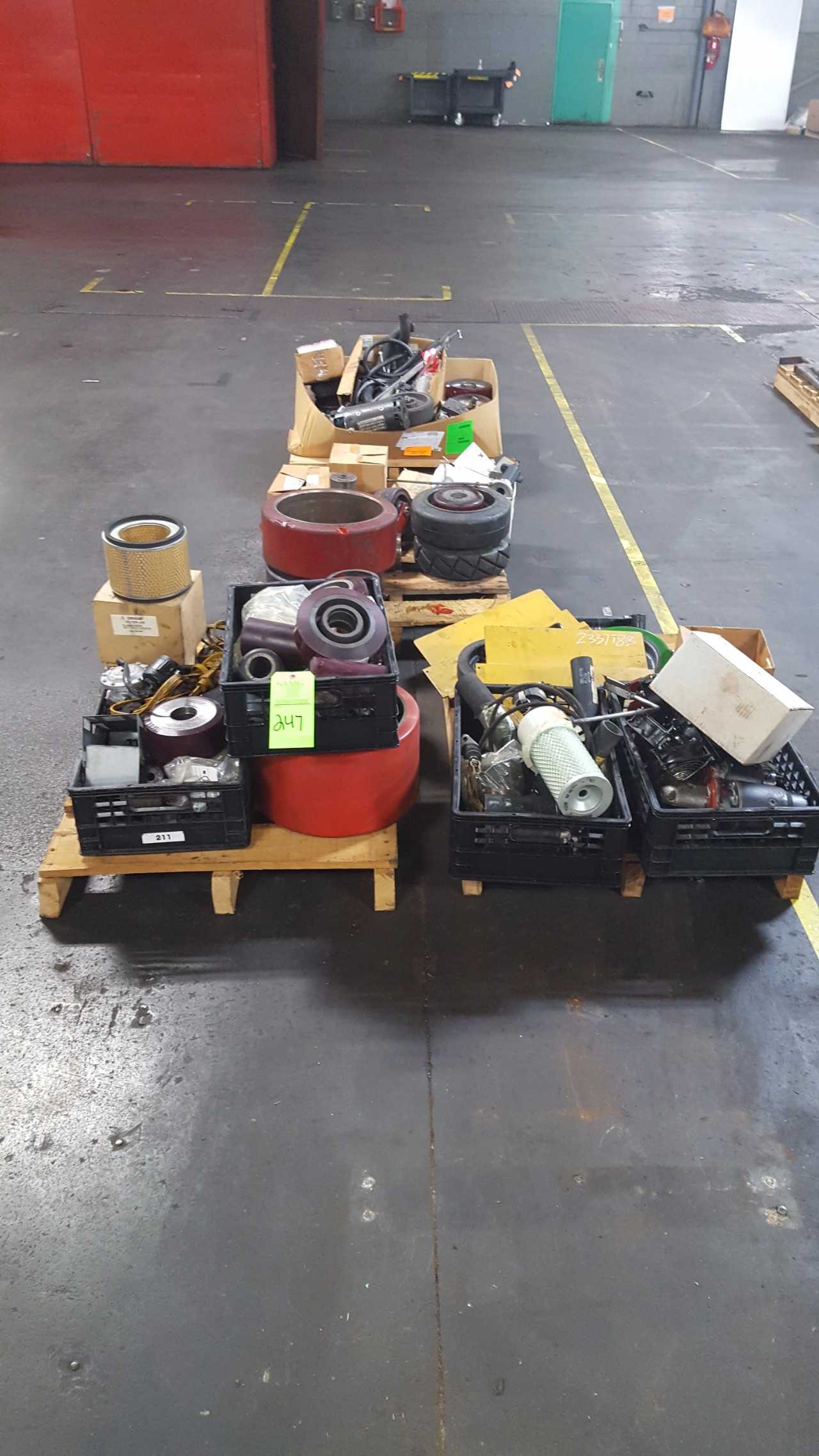 Lot of (3) Pallets w/ Spare Lift parts - MATERIAL HANDLING