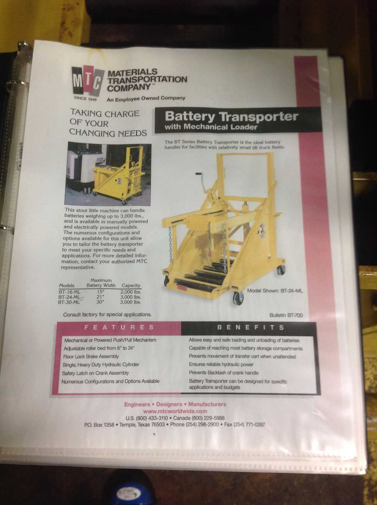 Mtc Battery Transport Model BT-24-ML - MATERIAL HANDLING