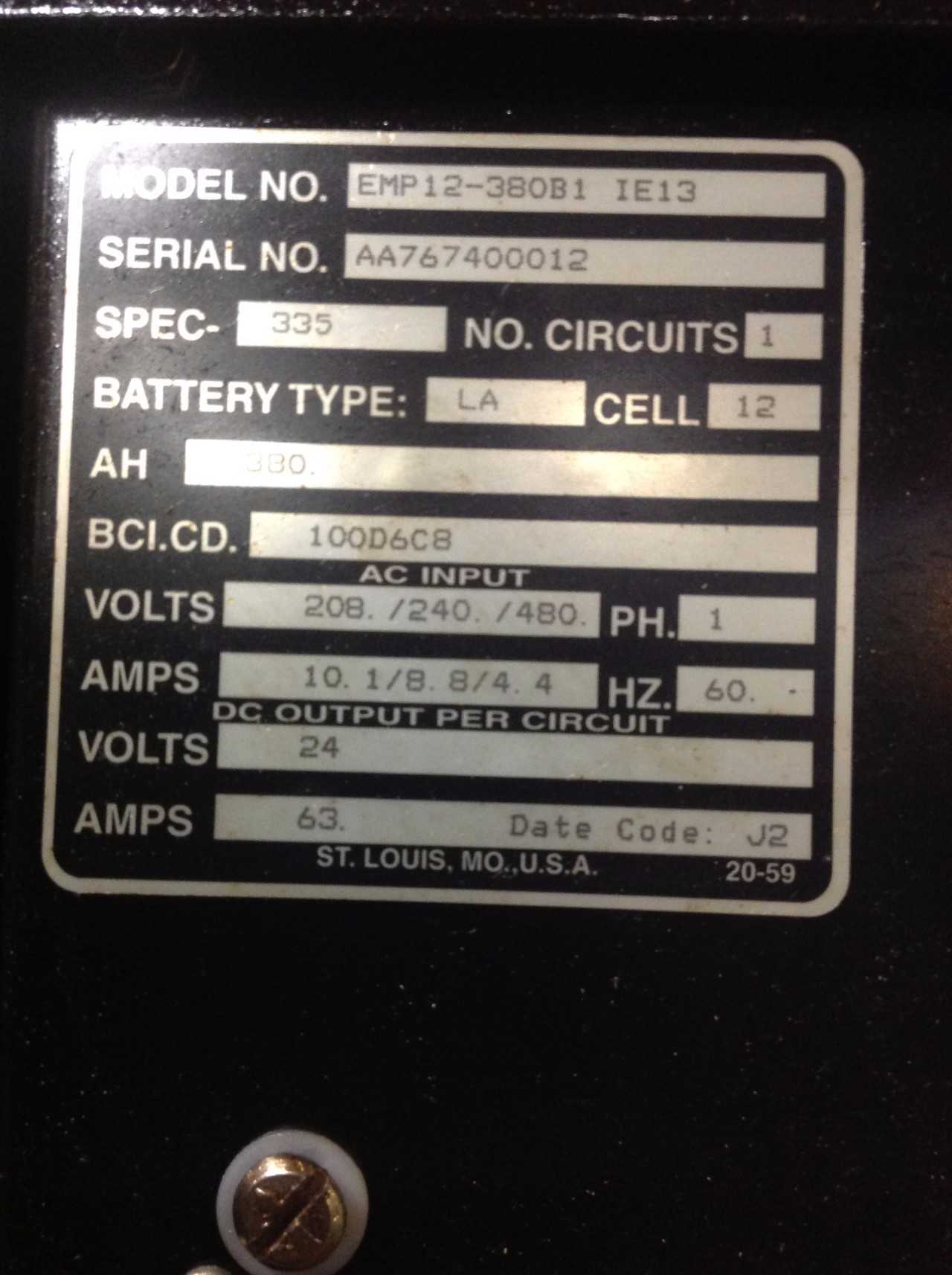 Battery Stand w/UP-2, 240 Charger - ELECTRICAL COMPONENTS