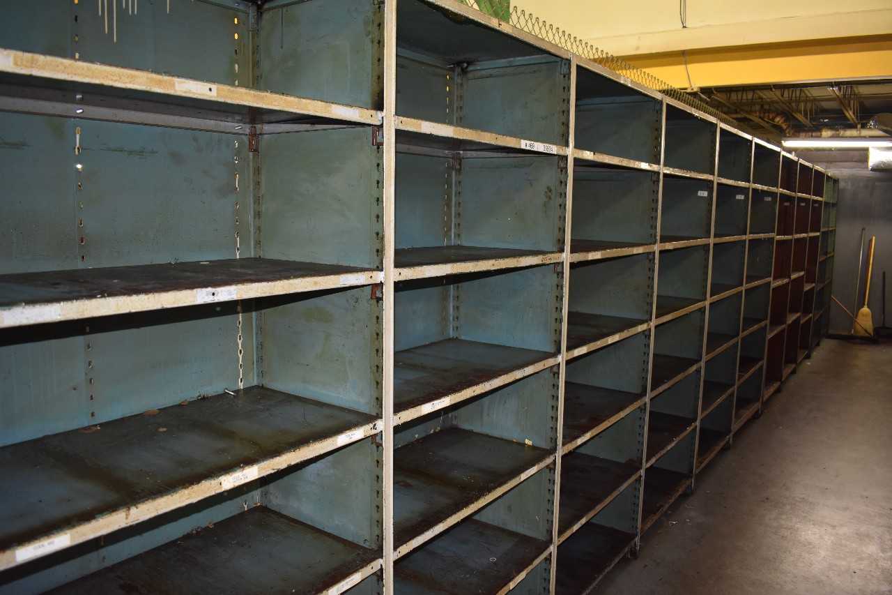 Lot of Metal Shelve units, Located in Tool crib - SHELVING