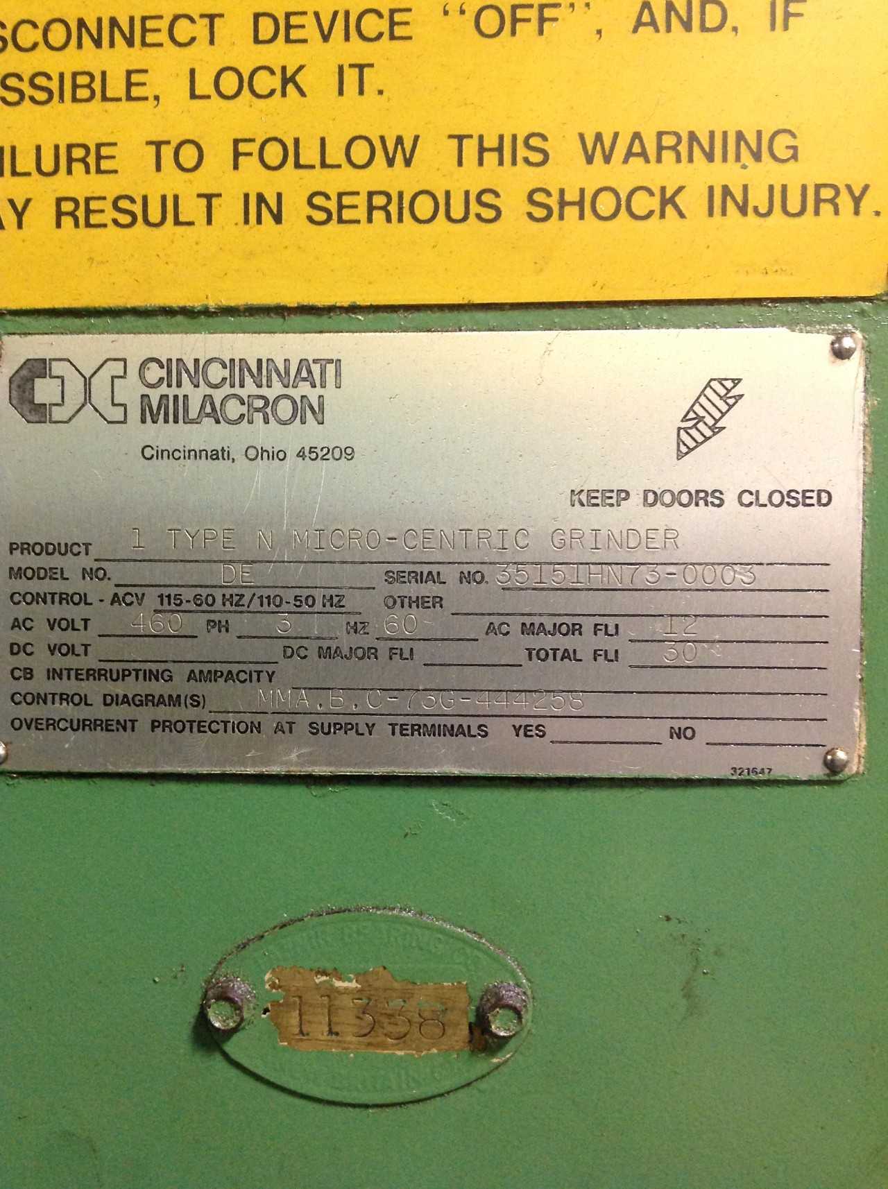 Cincinnati #1 Microcentric model DE, Chucking grinder, "N " base, - GRINDING MACHINES