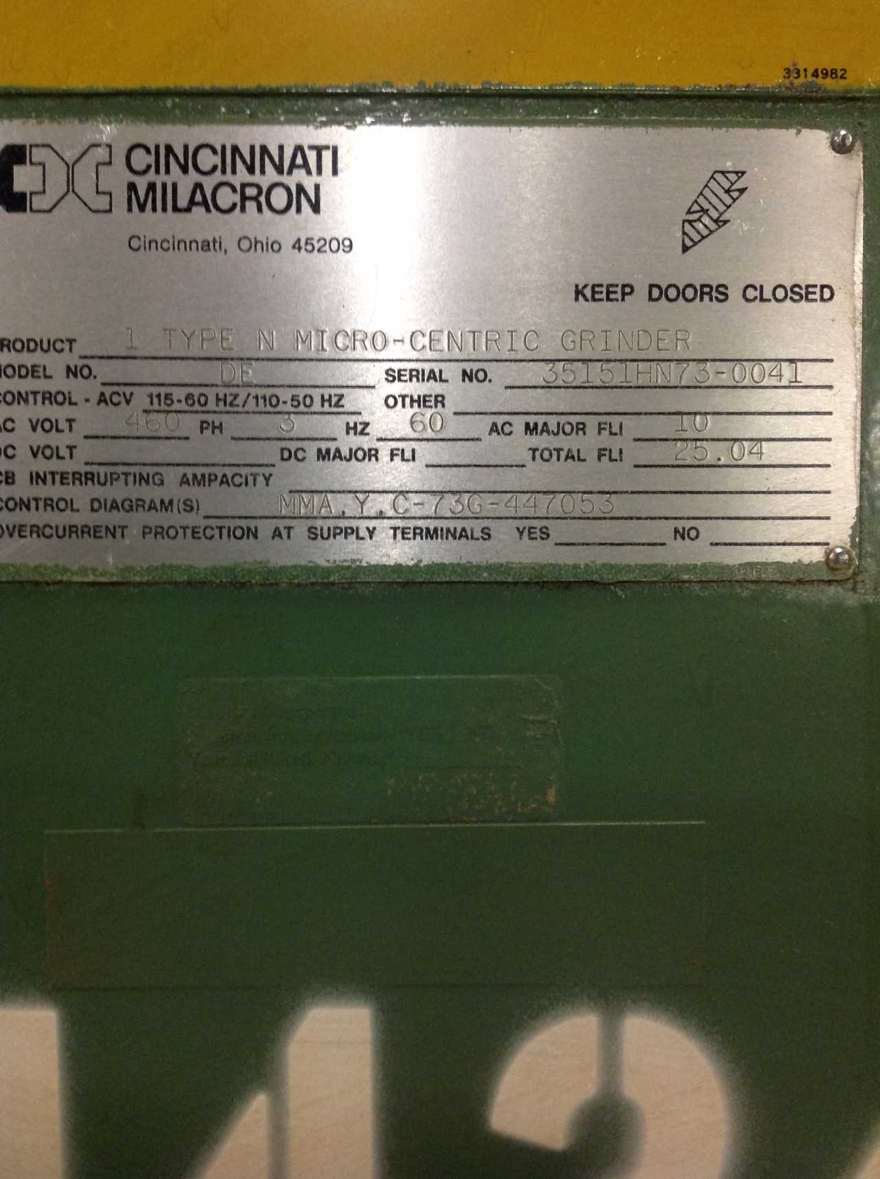 CIncinnati #1 Microcentric DE Chucking grinder type N base  - GRINDING MACHINES
