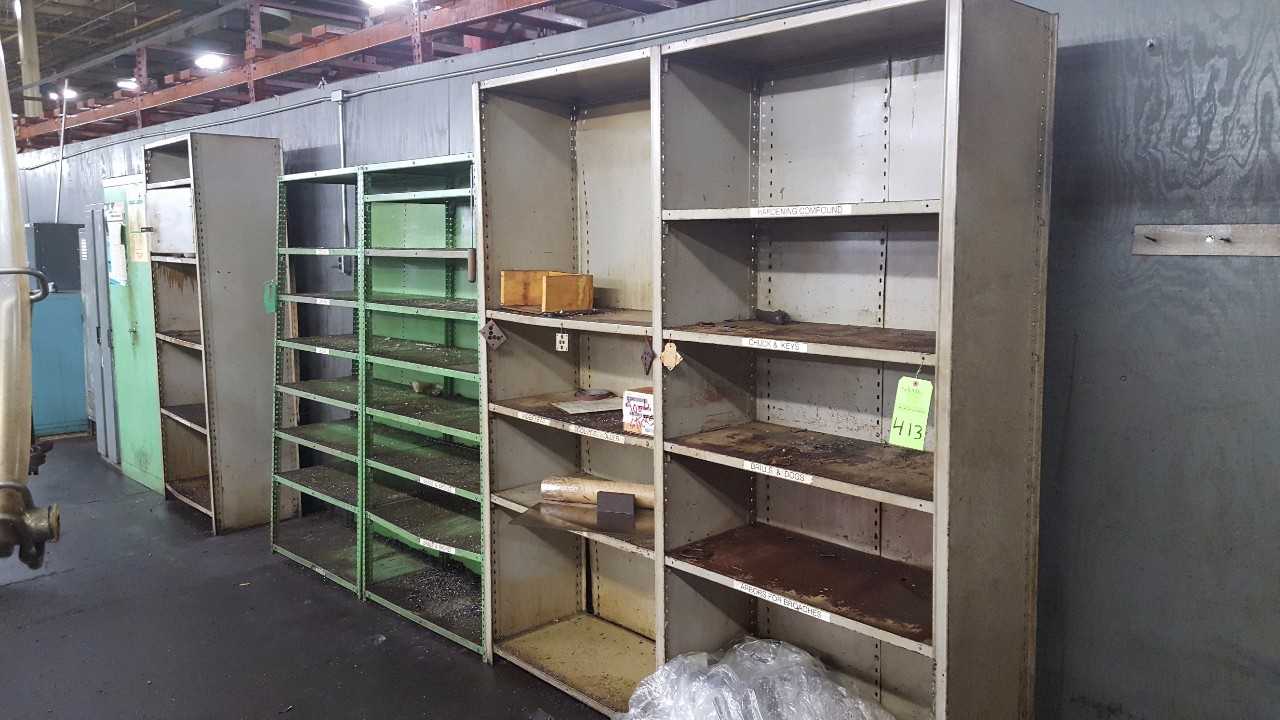 Lot of (10) Various Metal Racks, Stanley Vidmar 9 Drawer cabinet - SHELVING