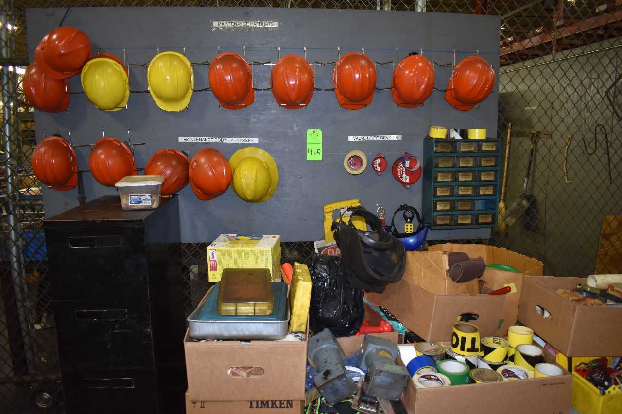 Lot of Safety equipment, Hard hats, Weld helmets,Tape  - SAFETY EQUIPMENT