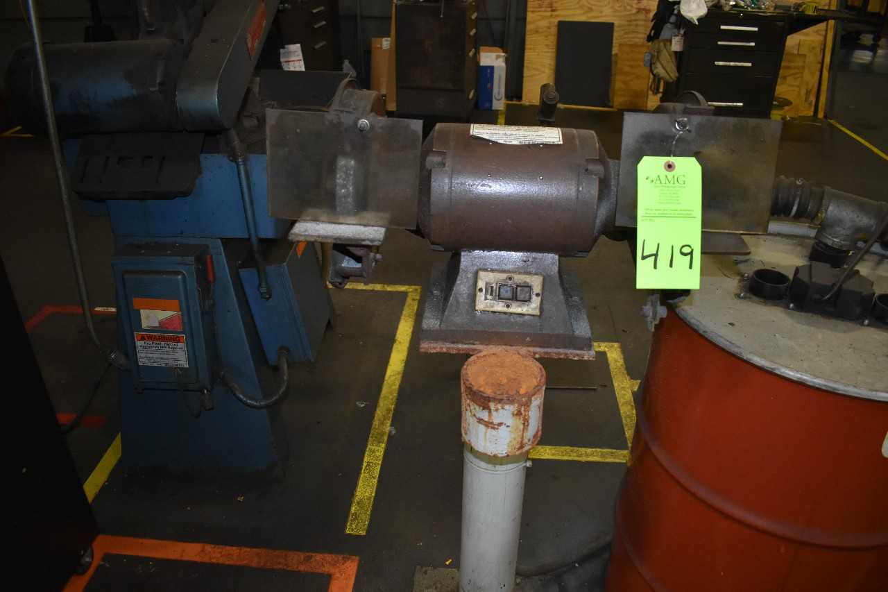 Lot of (2)  Pedistal Grinders w/ Dust collector & Drum - GRINDING MACHINES