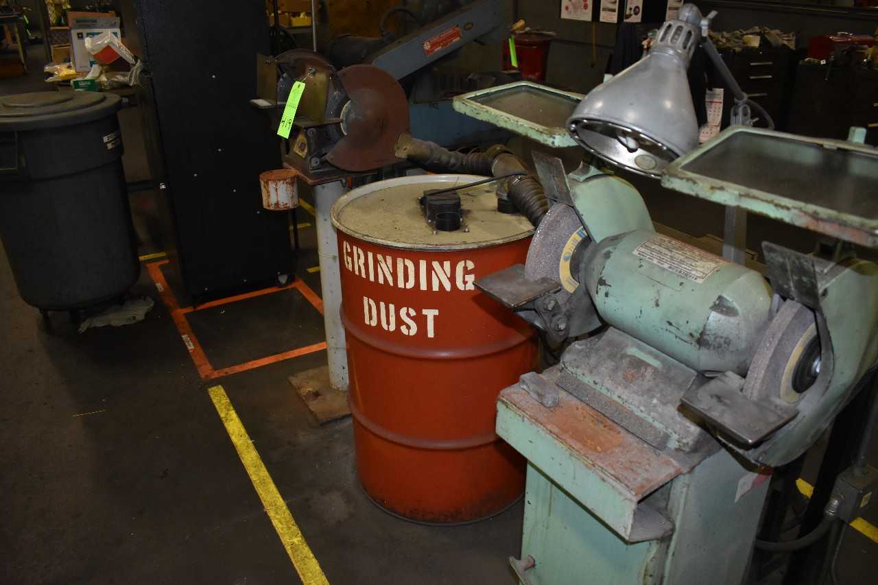 Lot of (2)  Pedistal Grinders w/ Dust collector & Drum - GRINDING MACHINES