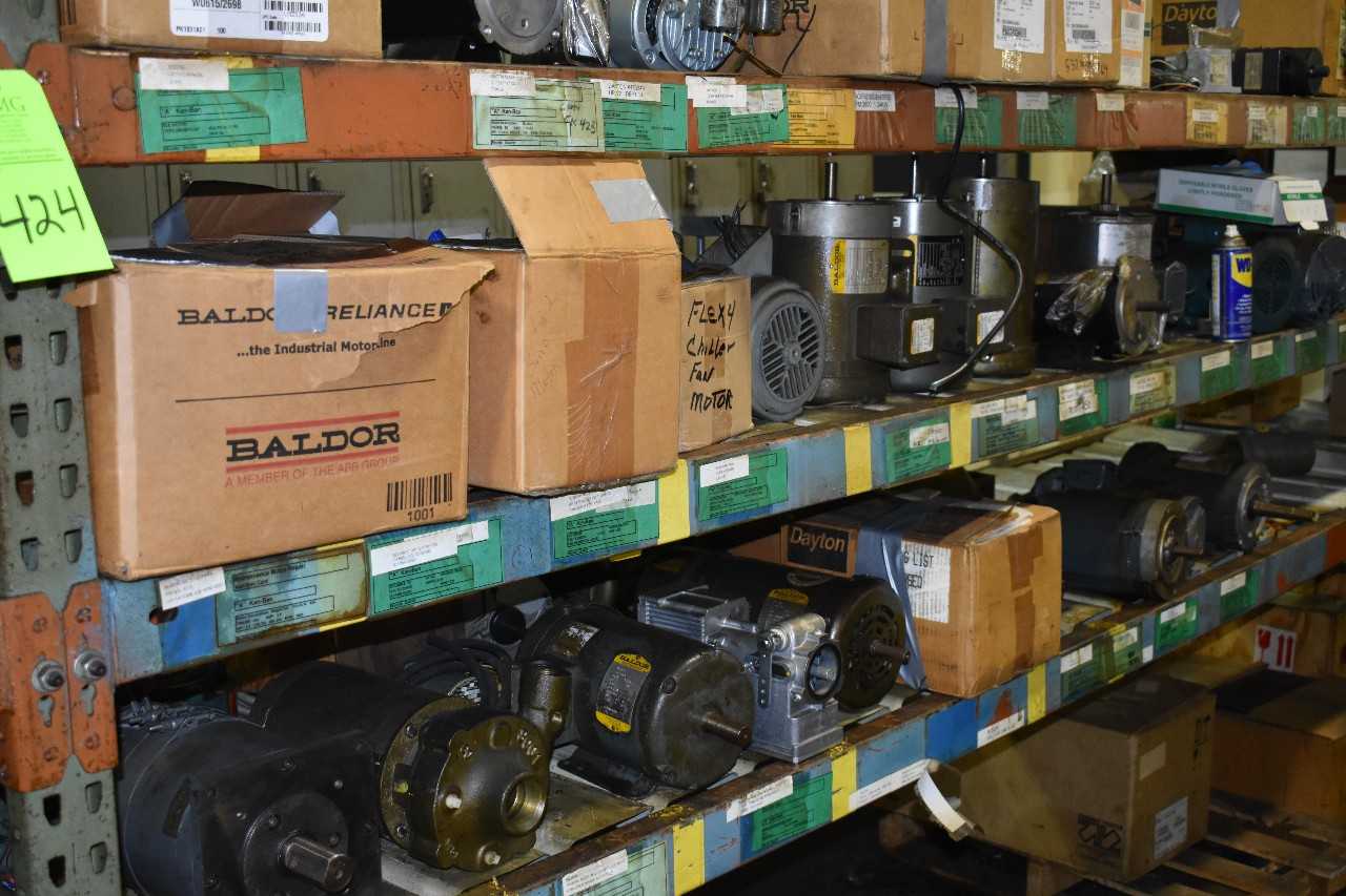 New, Used , Rebuilt Motors, Metal Racks w/contents - ELECTRIC MOTORS