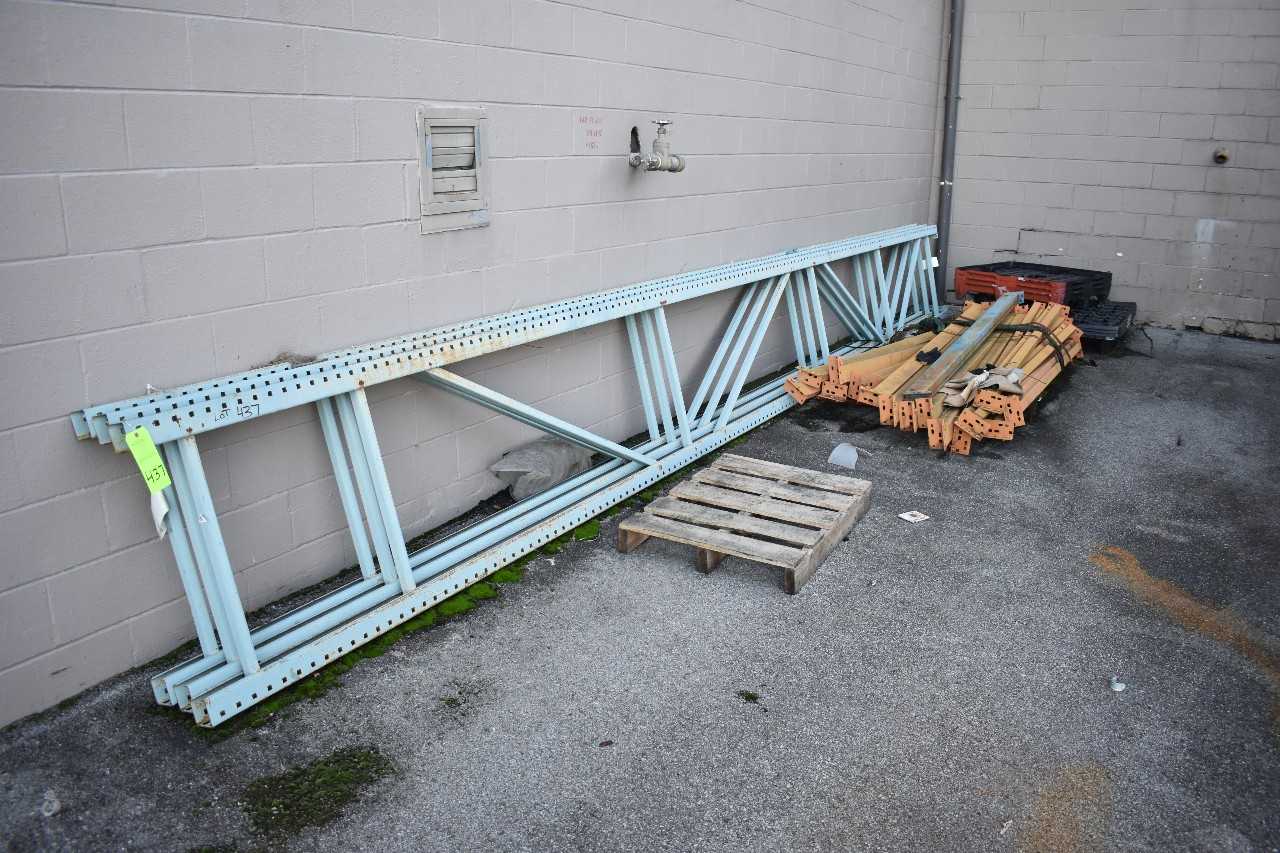 Lot of Misc. Metals, Racking, Conveyor, located outside - PALLET RACKING