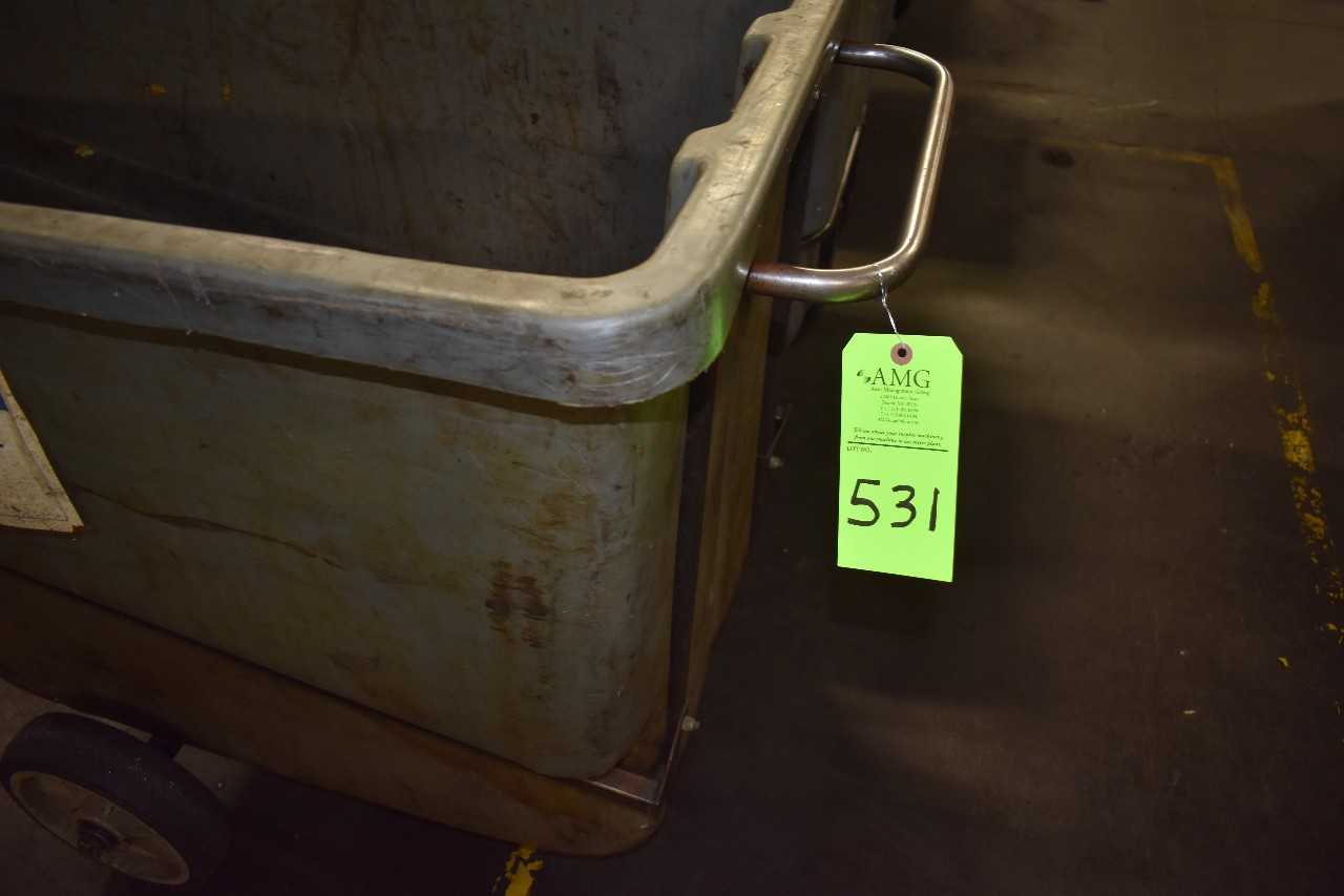 Lot of (5) Plastic Garbage Dump Carts - WASTE BINS