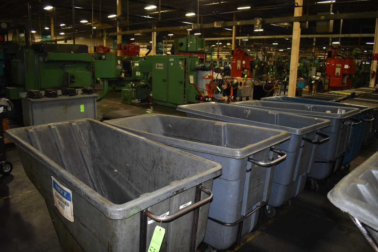 Lot of (5) Plastic Garbage Dump Carts - WASTE BINS